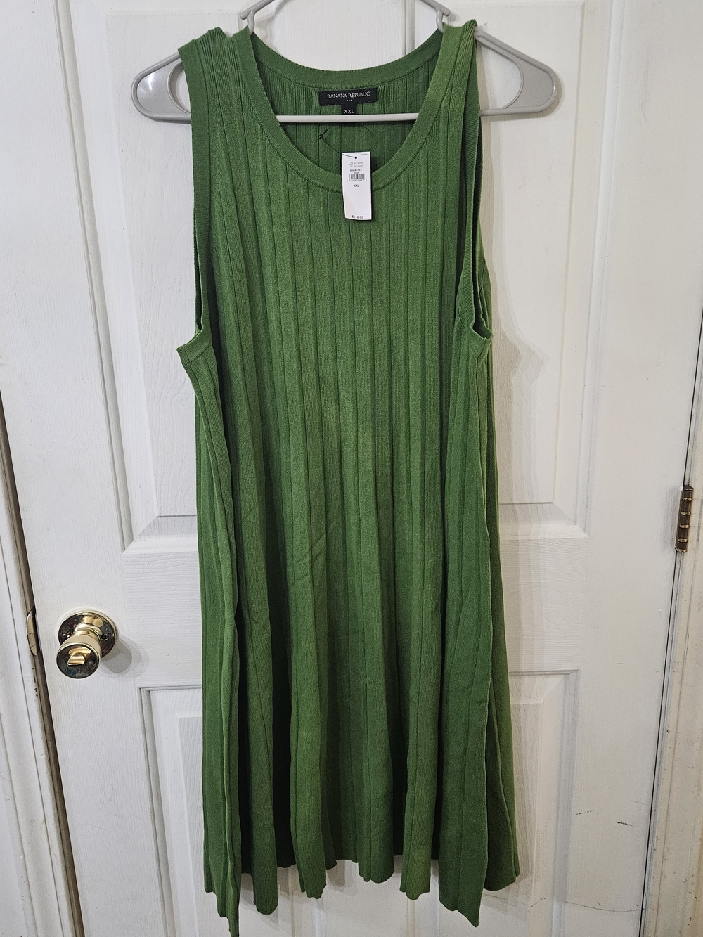 NWT Banana Republic Ribbed Knit Sleeveless Midi Dress Green Size XXL $110 Value